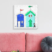 Beach Huts 2 Illustratie Canvas Afdruk (Insitu (Woonkamer))