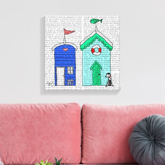 Beach Huts 2 Illustratie Canvas Afdruk (Insitu (Woonkamer))