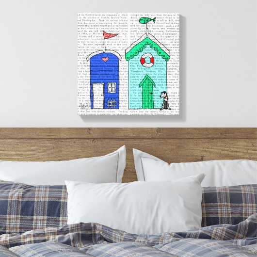 Beach Huts 2 Illustratie Canvas Afdruk (Insitu (Slaapkamer))