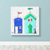 Beach Huts 2 Illustratie Canvas Afdruk (Insitu (Houten vloer))