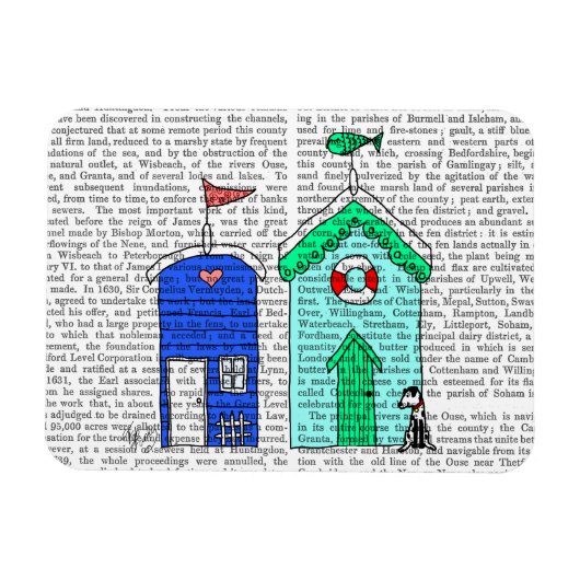 Beach Huts 2 Illustratie Magneet (Horizontaal)