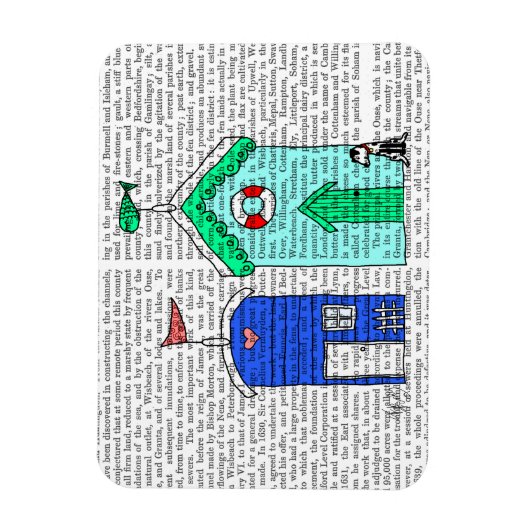 Beach Huts 2 Illustratie Magneet (Verticaal)