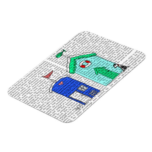 Beach Huts 2 Illustratie Magneet (Linkerzijde)
