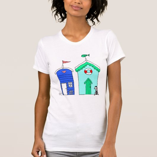 Beach Huts 2 Illustratie T-shirt (Voorkant)
