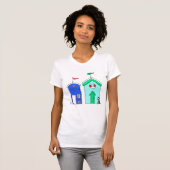 Beach Huts 2 Illustratie T-shirt (Voorkant volledig)