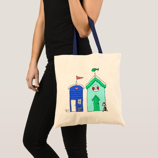 Beach Huts 2 Illustratie Tote Bag (Voorkant (product))