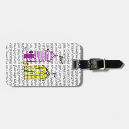 Beach Huts 3 Illustratie Bagagelabel (Voorkant horizontaal)