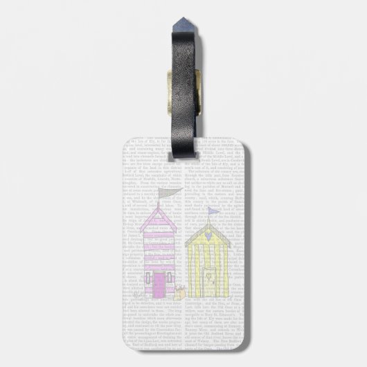 Beach Huts 3 Illustratie Bagagelabel (Achterkant verticaal)