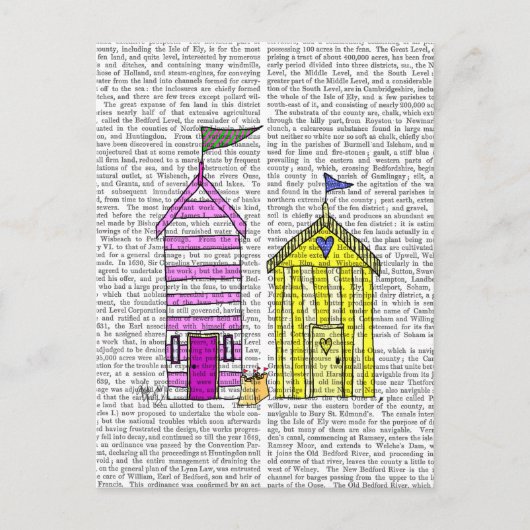 Beach Huts 3 Illustratie Briefkaart (Voorkant)