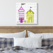 Beach Huts 3 Illustratie Canvas Afdruk (Insitu (Slaapkamer))