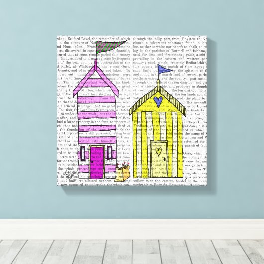 Beach Huts 3 Illustratie Canvas Afdruk (Insitu (Houten vloer))