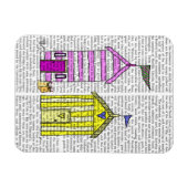 Beach Huts 3 Illustratie Magneet (Horizontaal)