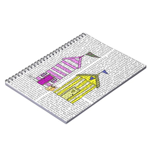 Beach Huts 3 Illustratie Notitieboek (Linkerzijde)