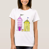 Beach Huts 3 Illustratie T-shirt (Voorkant)