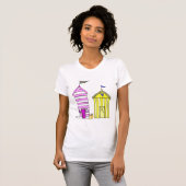 Beach Huts 3 Illustratie T-shirt (Voorkant volledig)