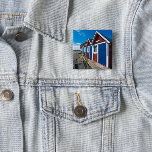 Beach Huts 3 Vierkante Button 5,1 Cm (In situ)