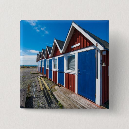 Beach Huts 3 Vierkante Button 5,1 Cm (Voorkant)
