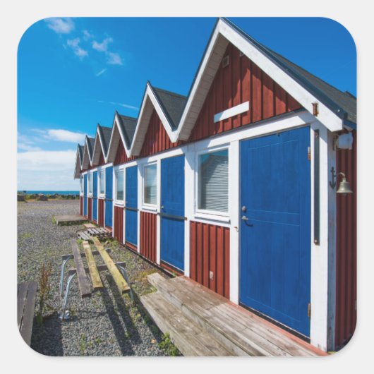 Beach Huts 3 Vierkante Sticker (Voorkant)