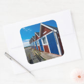 Beach Huts 3 Vierkante Sticker (Envelop)
