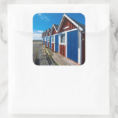 Beach Huts 3 Vierkante Sticker (Tas)
