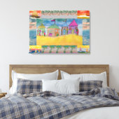 Beach Huts Abstract Canvas Afdruk (Insitu (Slaapkamer))