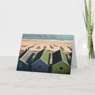 Beach huts and blue skies enlish sebe side foto kaart