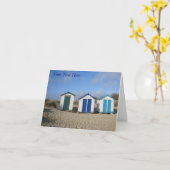 Beach huts and blue skies enlish sebe side foto kaart (Gele Bloem)