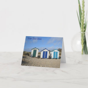 Beach huts and blue skies enlish sebe side foto kaart