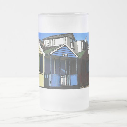 Beach huts and blue skies enlish sebe side foto matglas bierpul (Center)