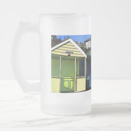 Beach huts and blue skies enlish sebe side foto matglas bierpul