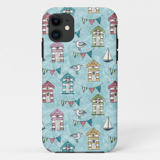 Beach Huts and Gulls Pattern Case-Mate iPhone Case (Achterkant)