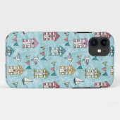 Beach Huts and Gulls Pattern Case-Mate iPhone Case (Achterkant (horizontaal))