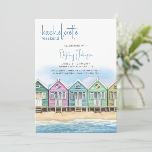 Beach Huts Bachelorette Weekend Itinerary Kaart (Staand voorkant)