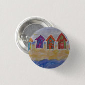 Beach Huts Badge Ronde Button 3,2 Cm (Voorkant /achterkant)