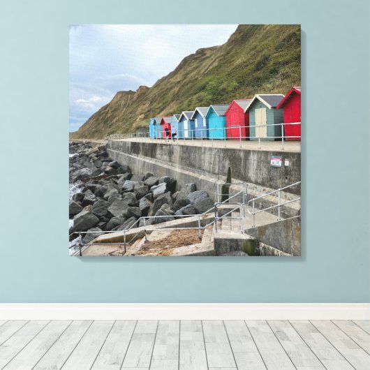 Beach Huts bij Sheringham Norfolk Canvas Afdruk (Insitu (Houten vloer))