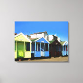 Beach huts blauw skies zand engele zeefoto canvas afdruk (Voorkant)