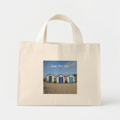 Beach huts blue skies zand engelse zee mini tote bag (Voorkant)
