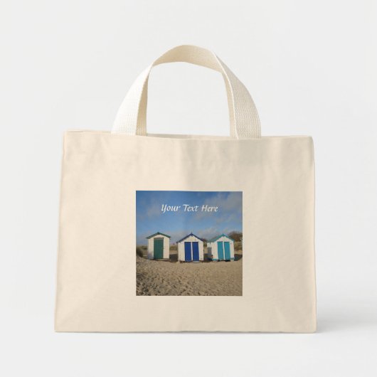 Beach huts blue skies zand engelse zee mini tote bag (Voorkant)