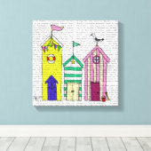 Beach Huts Canvas Afdruk (Insitu (Houten vloer))