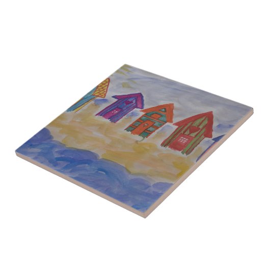 Beach Huts Ceramic Tile Tegeltje (Zijkant)