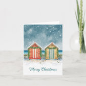 Beach Huts Christmas Card Feestdagen Kaart (Voorkant)