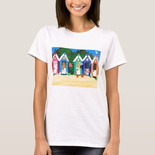 'Beach Huts' Dames' T-shirt (Voorkant)