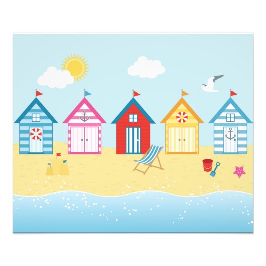 Beach Huts Foto Afdruk (Voorkant)