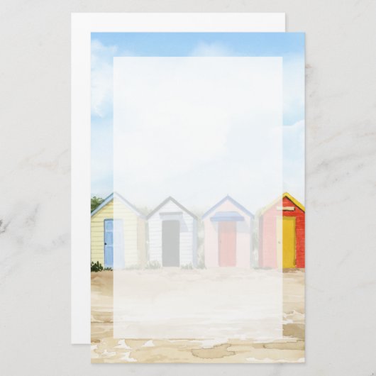 Beach Huts I Briefpapier (Voorkant / Achterkant)