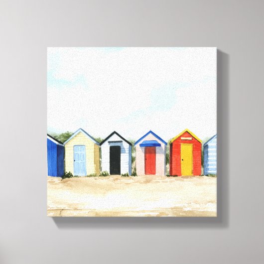 Beach Huts I Canvas Afdruk (Voorkant)