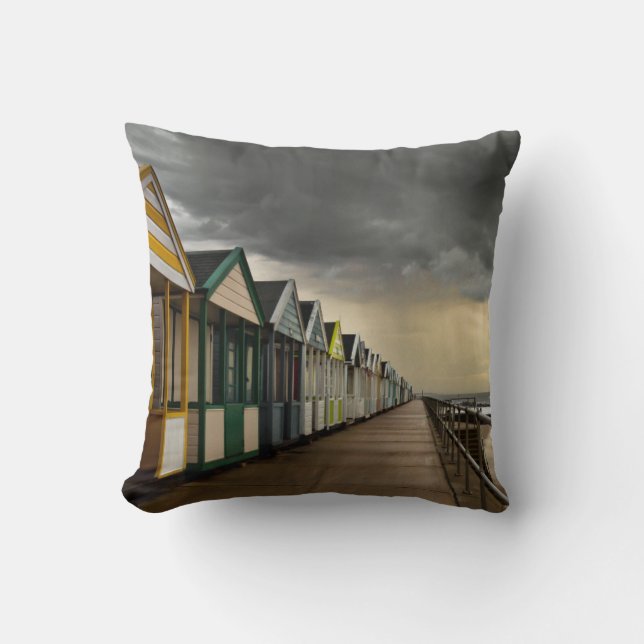 Beach Huts in een Storm van de zomer | Southwold Kussen (Voorkant)