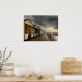 Beach Huts in een Storm van de zomer | Southwold Poster (Keuken)