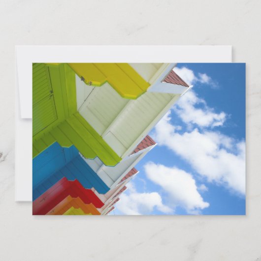 Beach Huts Invitation Kaart (Voorkant)