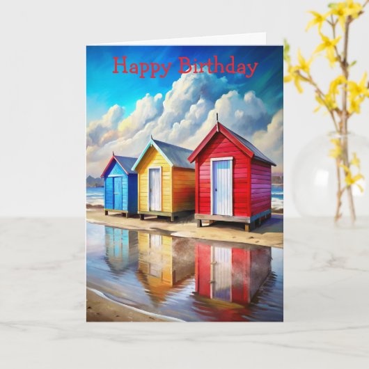 Beach Huts Kaart (Gele Bloem)