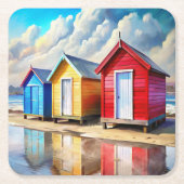 Beach Huts Kartonnen Onderzetters (Voorkant)